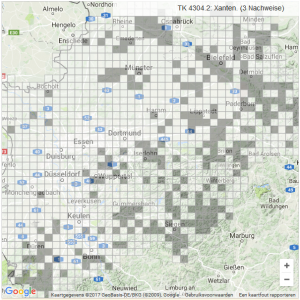 Click map for real time distribution maps of mammals in Nordrhein-Westfalens in Germany.