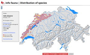 Click map for real time distribution maps of mammals in Switzerland.
