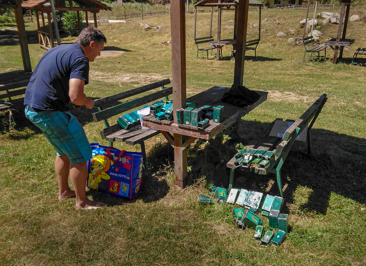 Preparing live traps for mammal survey in Macedonia (Photo: Nedko Nedyalkov)