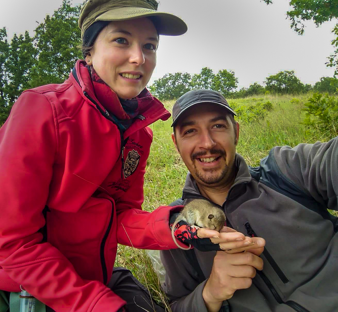 Nedko Nedyalkov and Lisa Hesse with the first Mouse-tailed dormouse of 2019 (Photo: Nedko Nedyalkov)